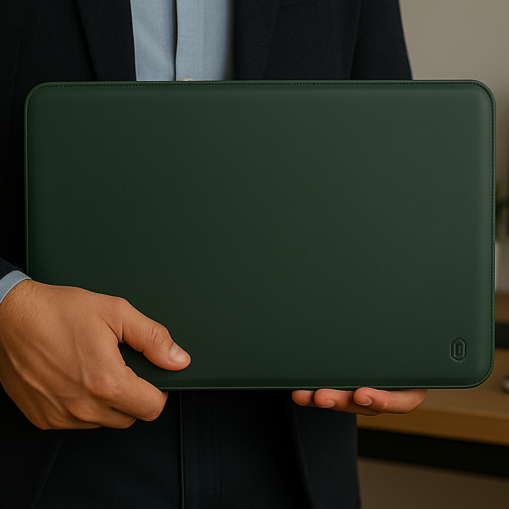 Housse en cuir pour macbook verte