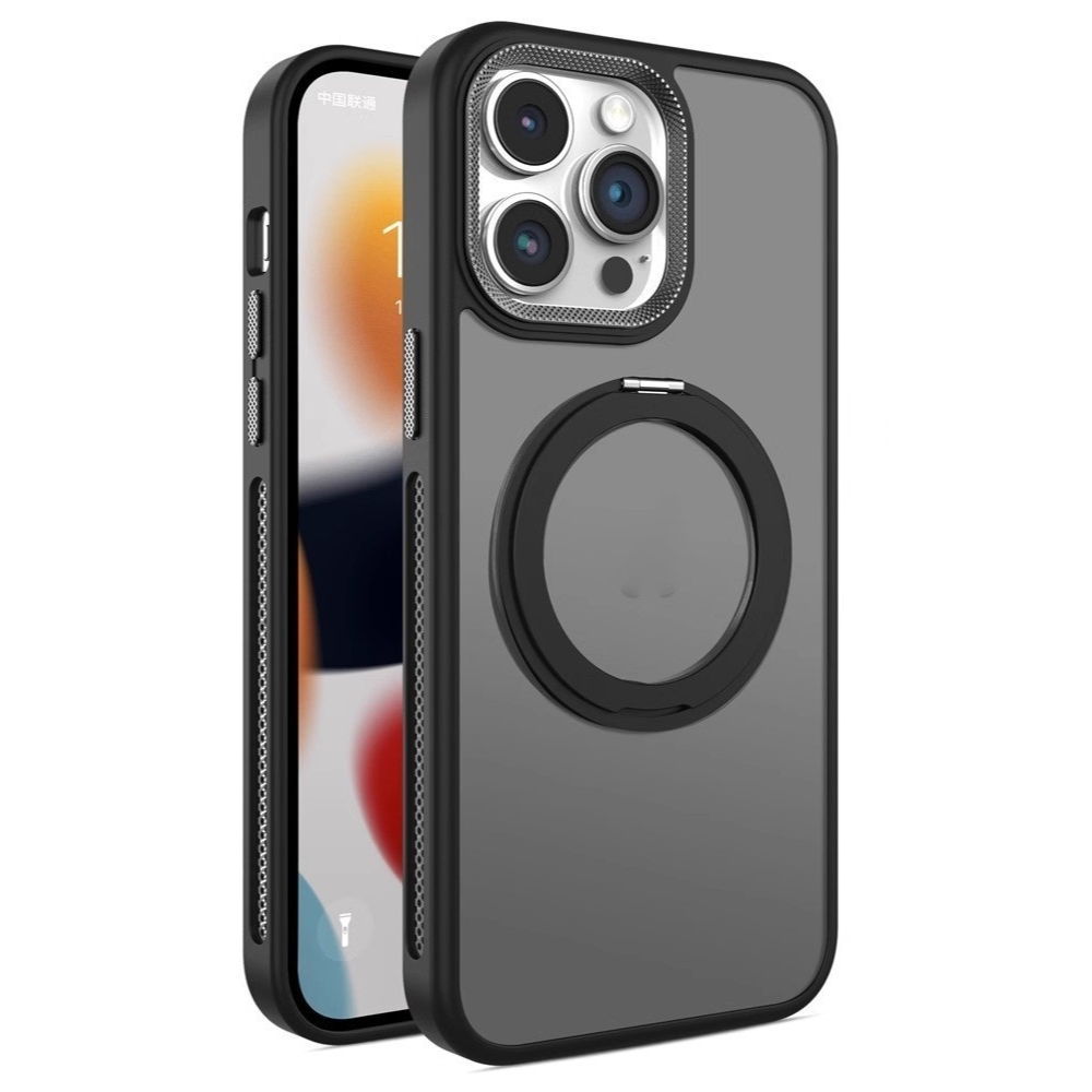 Clear iPhone case with rotating Magsafe holder