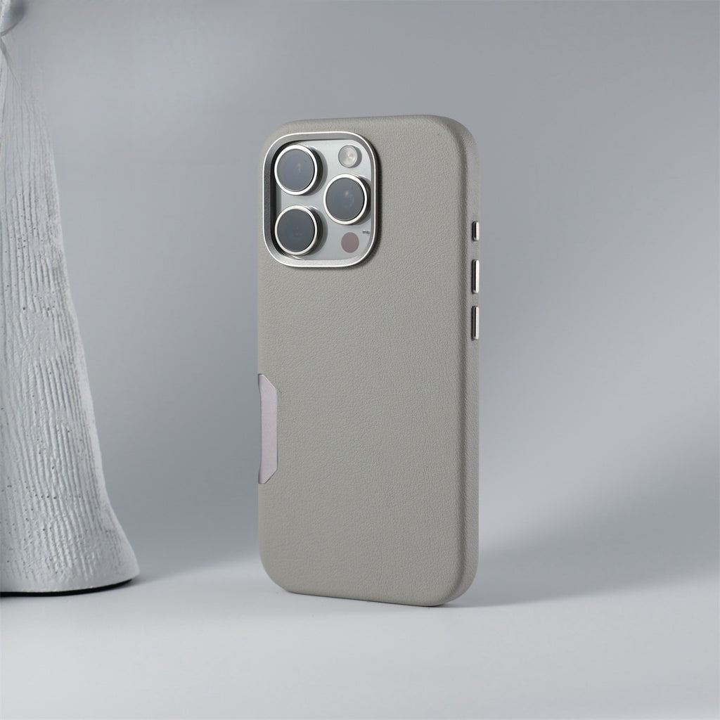 Coque iphone en cuir gris 