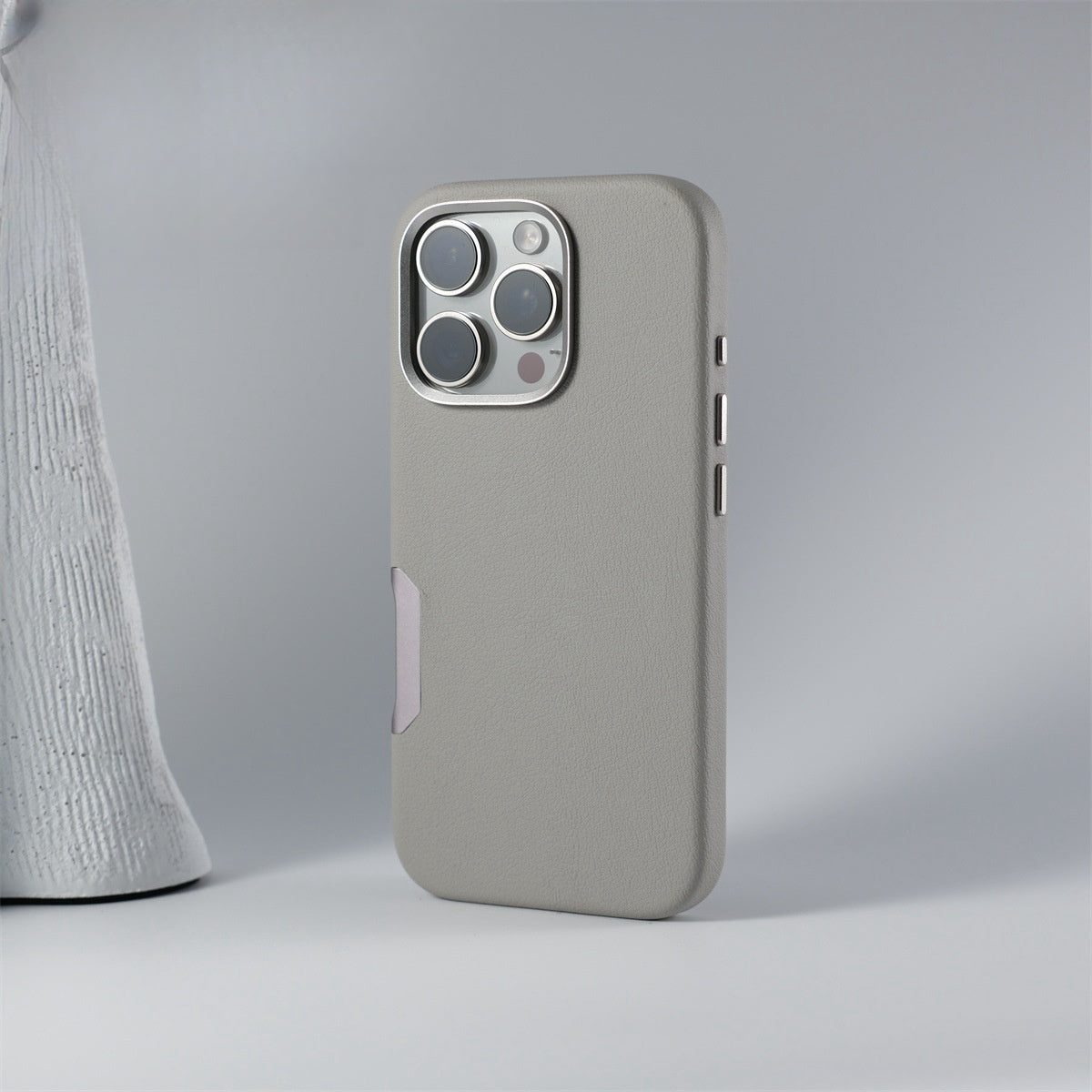 Coque iphone en cuir gris 