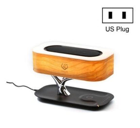 4-in-1 Creative Tree Bedside Lamp - Dimmable LED Night Light with Bluetooth Speaker, Wireless Charger &amp; Music Speaker