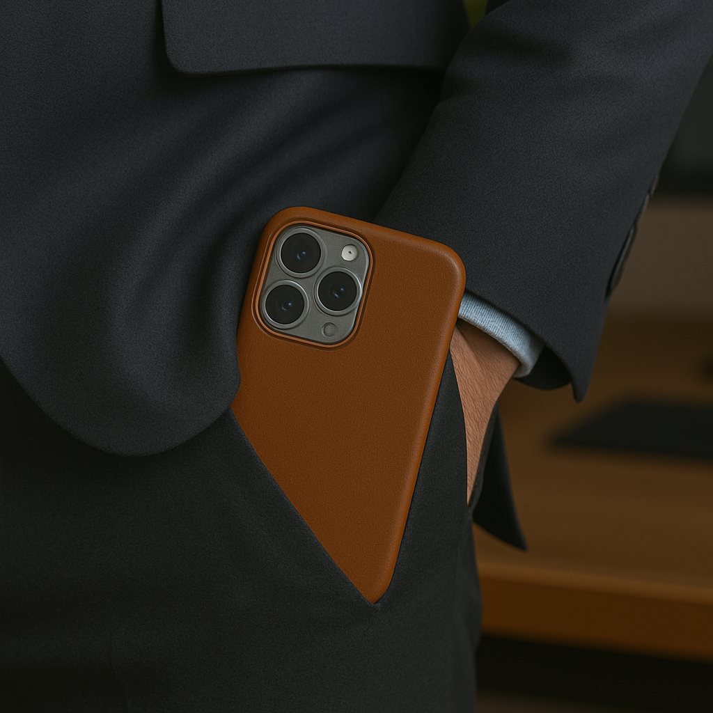 Iphone 16 to 16 ProMax case in leather and steel