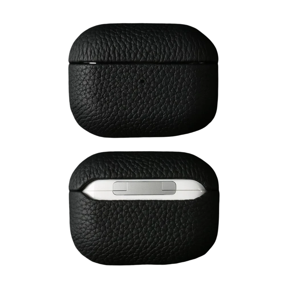 Coque Airpods en cuir noir