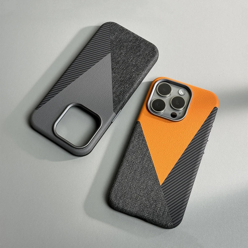 Coque iPhone En Cuir Bicolore